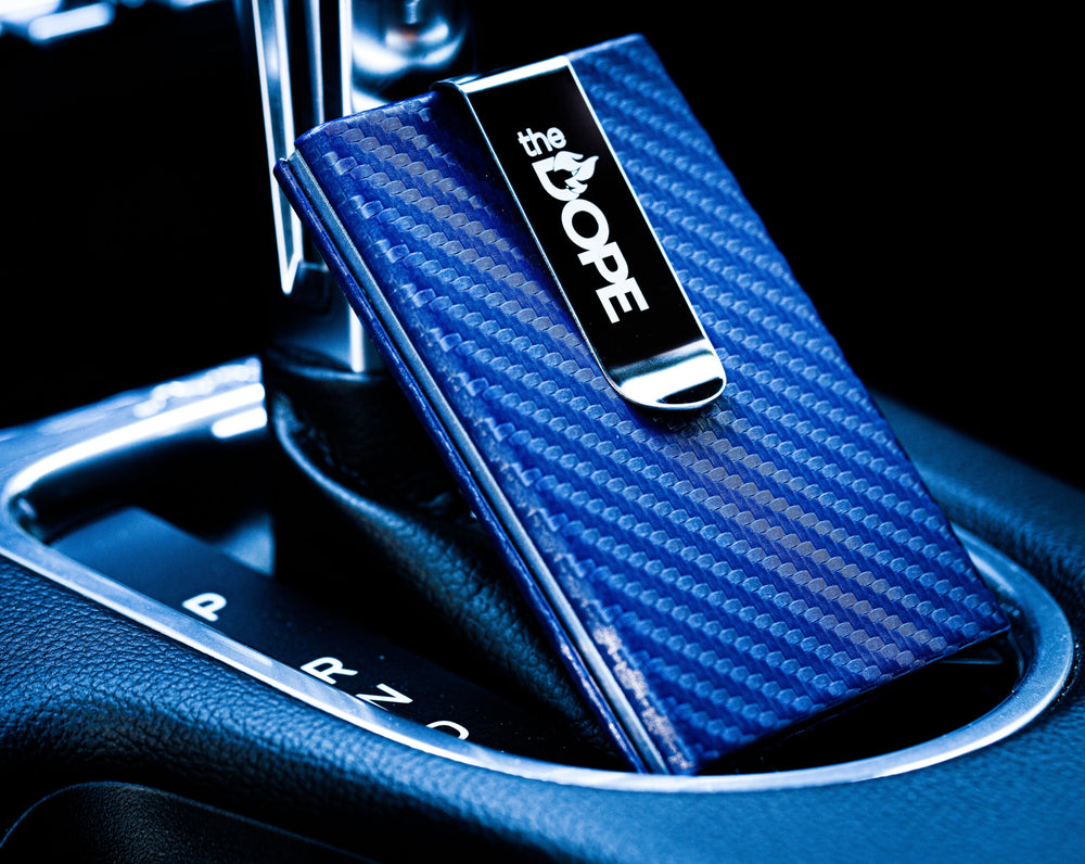 Blue Carbon Fiber Minimalist Wallet